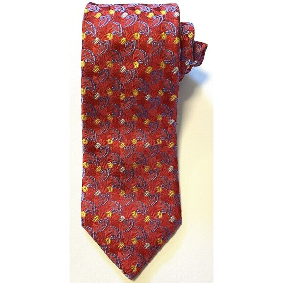 Robert Talbott Best Of Class Nordstrom Red/Blue/Yellow Flower Woven Silk Tie EUC - Picture 4 of 9